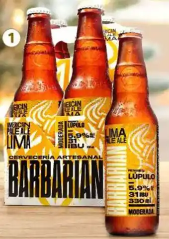 Metro Cerveza Barbarian Lima pack x 4 bot. x 330 ml c/u oferta
