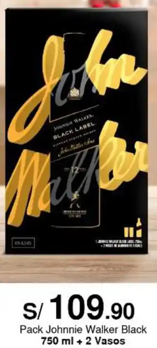 Metro Pack Johnnie Walker Black 750 ml + 2 Vasos oferta