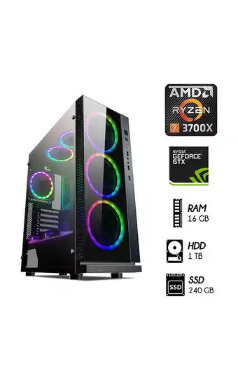 Tiendas EFE Desktop gamer ryzen 7-3700x 3.7ghz ram 16gb disco 1tb ssd 240gb video gtx 1650 4gb case 600w led oferta