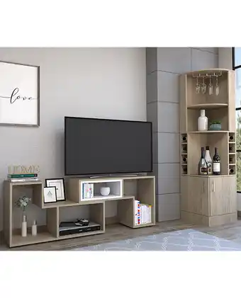 Tiendas EFE Bar esquinero kava + rack extensible tv 40 beijing tuhome - rovere/blanco oferta