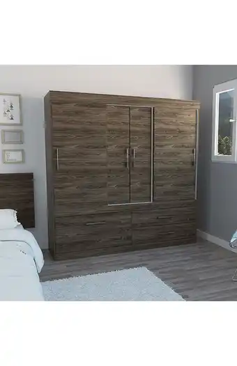 Tiendas EFE Clóset tuhome allegro - 4 puertas 2 cajones coñac/blanco oferta
