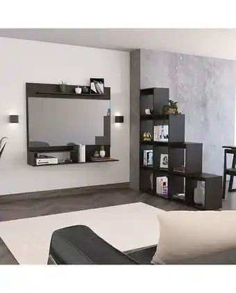 Tiendas EFE Panel tuhome tv 55 + biblioteca escalera - wengue oferta