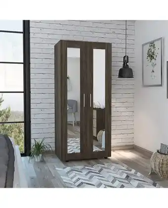 Tiendas EFE Clóset tuhome z-80 - 2 puertas con espejo coñac/blanco oferta