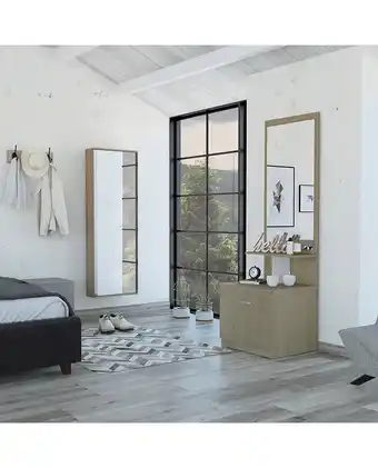 Tiendas EFE Combo tuhome dreams 10 zapatero + velador multifuncional - rovere/blanco oferta