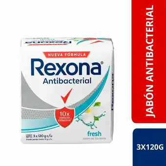 Tottus Jabon tdor rexona antbact 10x fresh 120g x 3und oferta