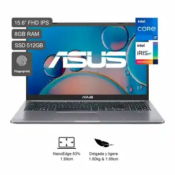 Tottus Laptop asus x515ea core i7 11a gen 15.6" fhd 512gb ssd 8gb ram oferta