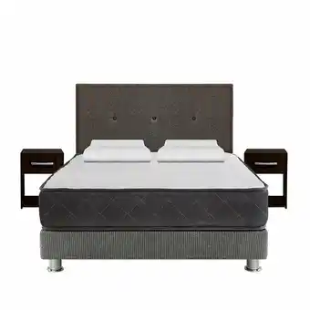 Tottus Combo dormitorio samay 2 plazas + cabecera + velador tabaco + 2 almohadas oferta