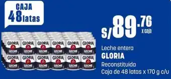 Makro Leche entera GLORIA Reconstituida Caja de 48 latas x 170 g c/u oferta