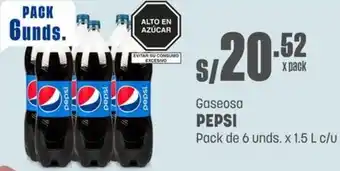 Makro Gaseosa PEPSI Pack de 6 unds. x 1.5 L c/u oferta