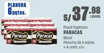 Makro Papel higiénico PARACAS Black Plancha de 6 pqtes. x 4 unds. c/u oferta