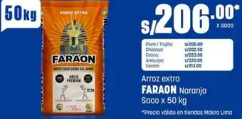 Makro Arroz extra FARAON Naranja Saco x 50 kg oferta
