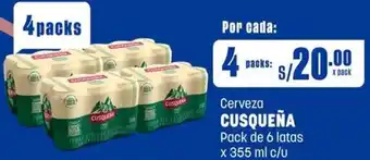 Makro Cerveza CUSQUEÑA Pack de 6 latas x 355 ml c/u oferta
