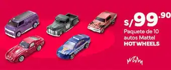 Plaza Vea HOT WHEELS Paquete de 10 autos Mattel oferta