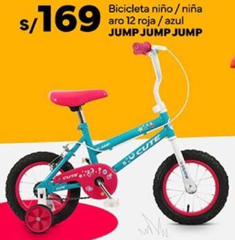 Plaza Vea Bicicleta niño/ niña aro 12 roja/azul JUMP JUMP JUMP oferta