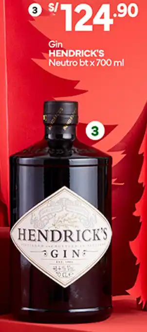 Plaza Vea Gin HENDRICK'S Neutro bt x 700 ml oferta