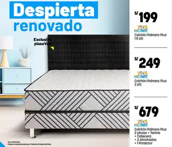Plaza Vea VIVA HOME Colchón Palmera Plus 1.5 plz oferta