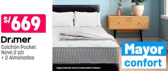 Plaza Vea Drimer Colchón Pocket Novo 2 plz + 2 Almohadas oferta