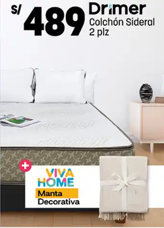 Plaza Vea VIVA HOME Drimer Colchón Sideral 2 plz oferta