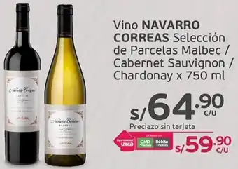 Tottus Vino NAVARRO CORREAS Selección de Parcelas Malbec / Cabernet Sauvignon / Chardonay x 750 ml oferta