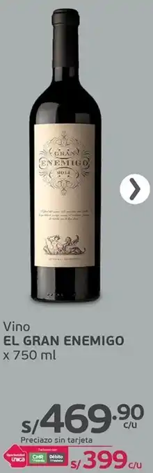 Tottus Vino EL GRAN ENEMIGO x 750 ml oferta