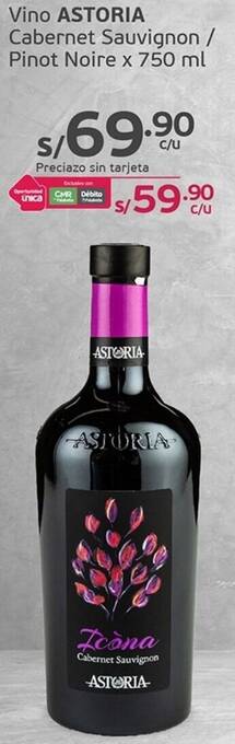 Tottus Vino ASTORIA Cabernet Sauvignon / Pinot Noire x 750 ml oferta