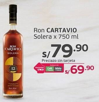 Tottus Ron CARTAVIO Solera x 750 ml oferta