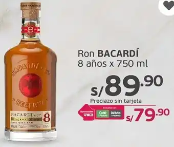 Tottus Ron BACARDÍ 8 años x 750 ml oferta