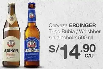 Tottus Cerveza ERDINGER Trigo Rubia / Weisbber sin alcohol x 500 ml. oferta