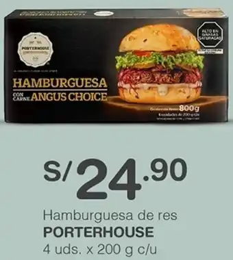 Tottus Hamburguesa de res PORTERHOUSE 4 uds. x 200 g c/u oferta