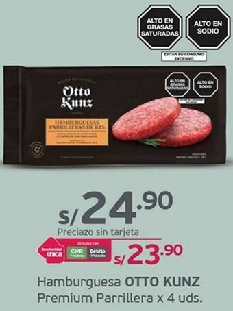 Tottus Hamburguesa OTTO KUNZ Premium Parrillera x 4 uds. oferta