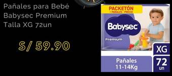 Metro Pañales para Bebé Babysec Premium Talla XG 72un oferta