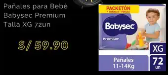 Metro Pañales para Bebé Babysec Premium Talla XG 72un oferta
