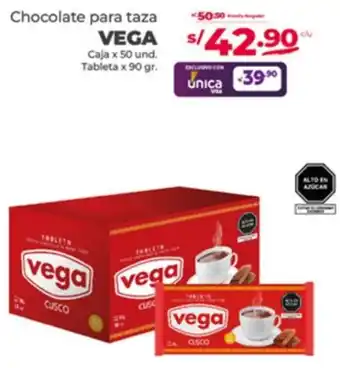 Vega Chocolate para taza vega Caja x 50 und. Tableta x 90 gr. oferta