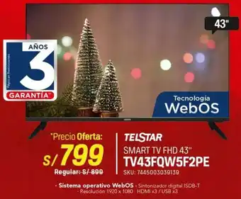 Carsa TELSTAR SMART TV FHD 43" TV43FQW5F2PE oferta