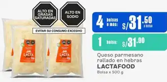 Makro Queso parmesano rallado en hebras LACTAFOOD Bolsa x 500g oferta