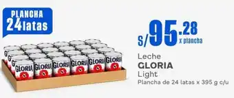 Makro Leche GLORIA Light Plancha de 24 latas x 395 g c/u oferta