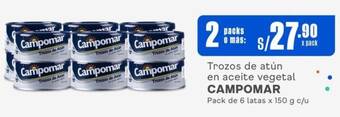 Makro Trozos de atún en aceite vegetal CAMPOMAR Pack de 6 latas x 150 g c/u oferta