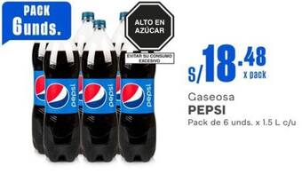 Makro Gaseosa PEPSI Pack de 6 unds. x 1.5 L c/u oferta