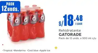 Makro Rehidratante GATORADE Pack de 12 unds. x 500 ml c/u oferta