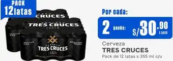 Makro Cerveza TRES CRUCES Pack de 12 latas x 355 ml c/u oferta