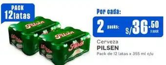 Makro Cerveza PILSEN Pack de 12 latas x 355 ml c/u oferta