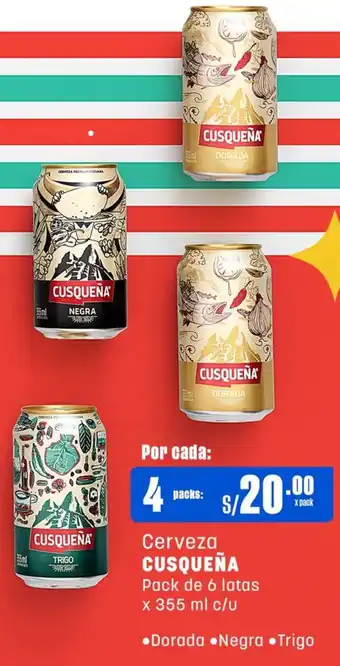 Makro Cerveza CUSQUEÑA Pack de 6 latas x 355 ml c/u oferta