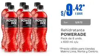 Makro Rehidratante POWERADE Pack de 6 unds. x 600 ml c/u oferta
