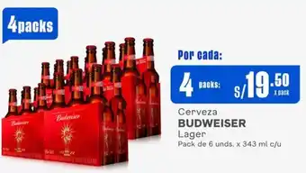 Makro Cerveza BUDWEISER Lager Pack de 6 unds. x 343 ml c/u oferta