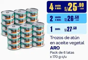 Makro Trozos de atún en aceite vegetal ARO Pack de 6 latas x 170 g c/u oferta