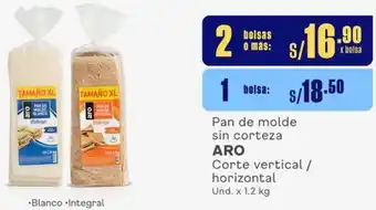 Makro Pan de molde sin corteza ARO Corte vertical / horizontal Und. x 1.2 kg oferta