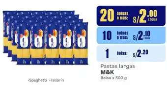 Makro Pastas largas M&K Bolsa x 500g oferta