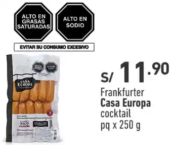 Plaza Vea Frankfurter Casa Europa cocktail pq x 250g oferta