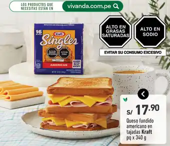 Plaza Vea Queso fundido americano en tajadas Kraft pq x 340g oferta