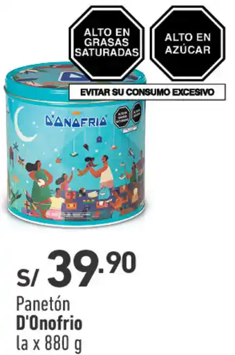 Plaza Vea Panetón D'Onofrio la x 880g oferta